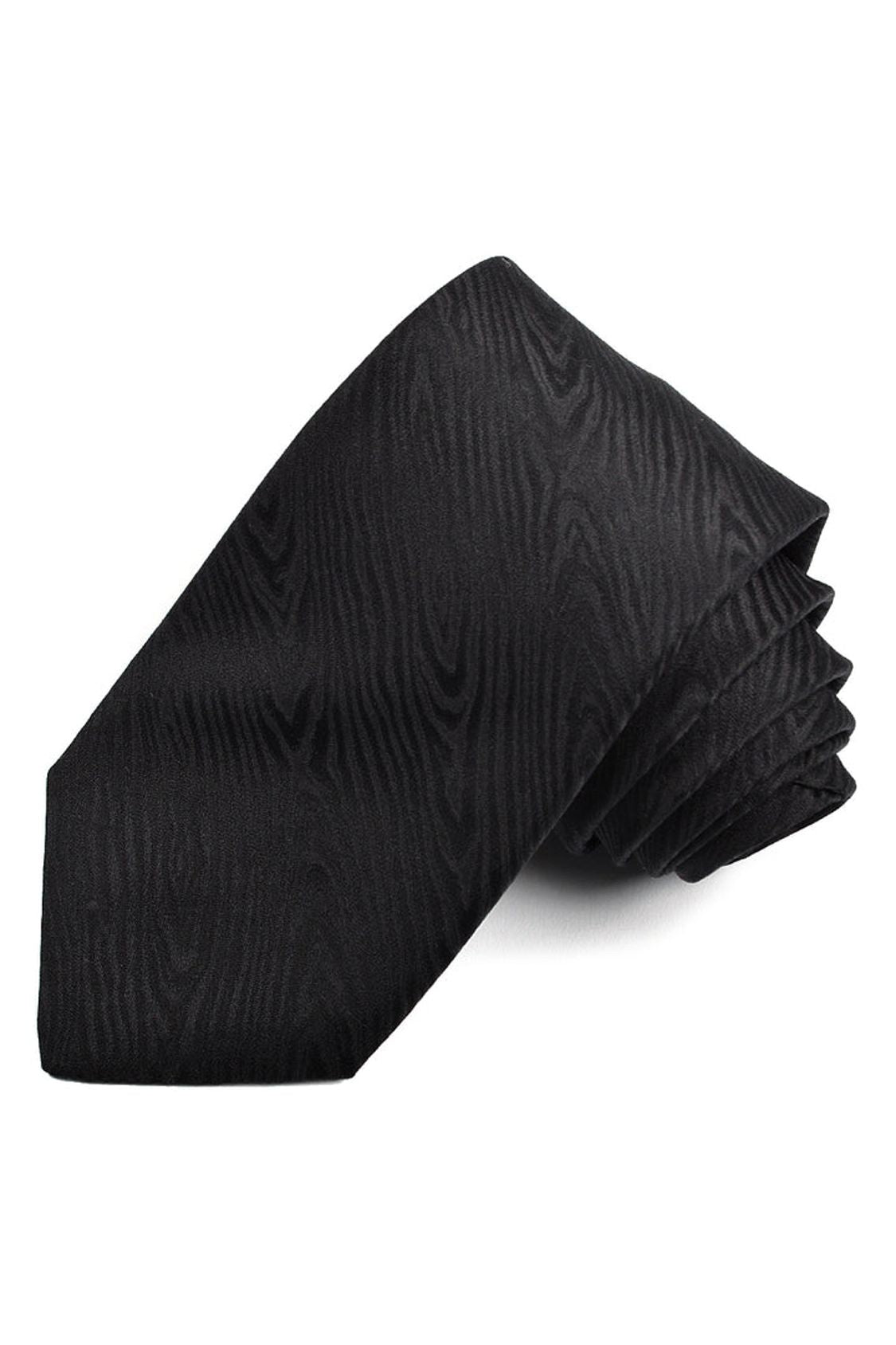 Black Tonal Formal Woven Silk Moire Jacquard Tie by Dion Neckwear