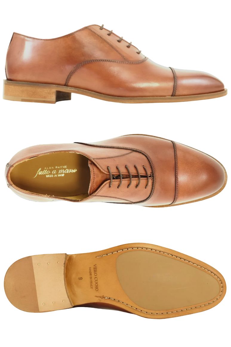 Asti Italian Parma Calfskin Cap-Toe Oxford in Brandy by Alan Payne Footwear