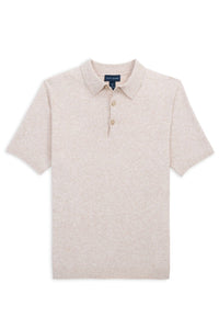 Fine Gauge Bouclé Knit Polo in Flax by Scott Barber