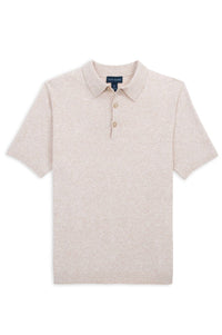 Fine Gauge Bouclé Knit Polo in Flax by Scott Barber
