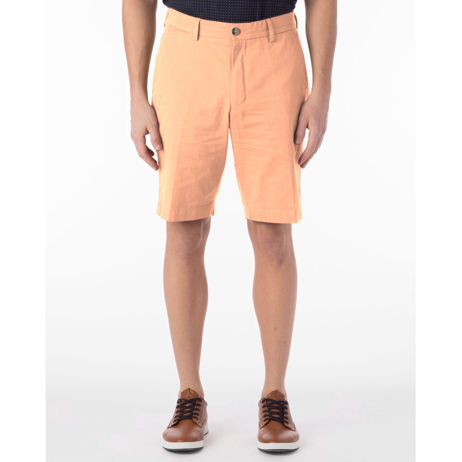 Broken Twill Stretch Cotton Shorts in Coral by Ballin