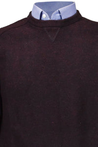 Royal Alpaca Sweatshirt-Style Crew Neck Sweater in Wine Heather by Peru Unlimited