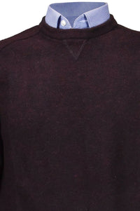 Royal Alpaca Sweatshirt-Style Crew Neck Sweater in Wine Heather by Peru Unlimited