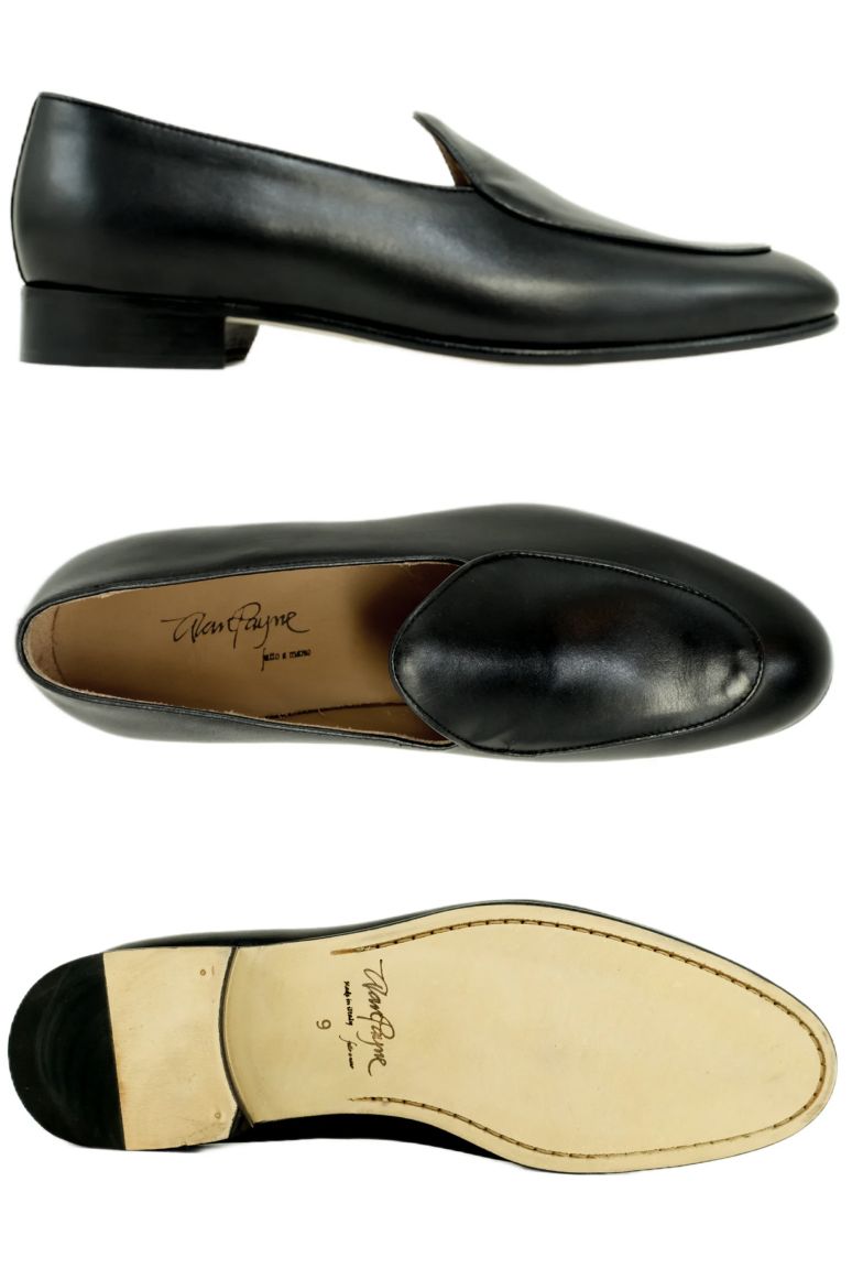 Primo Italian Calfskin Dress Loafer in Black by Alan Payne Footwear