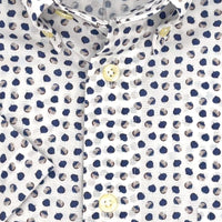 Blue Neat Print Short Sleeve Cotton Sport Shirt by Viyella