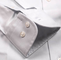 Solid Silver Grey Wrinkle-Free Cotton Dress Shirt, Size 17 1/2 - 36-37 (Tall Fit) by Cooper & Stewart by Cooper & Stewart