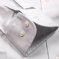 Solid Silver Grey Wrinkle-Free Cotton Dress Shirt, Size 17 1/2 - 36-37 (Tall Fit) by Cooper & Stewart by Cooper & Stewart