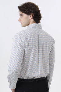 Summer Weight Multi Tattersall Cotton and Wool Blend Button-Down Shirt by Viyella