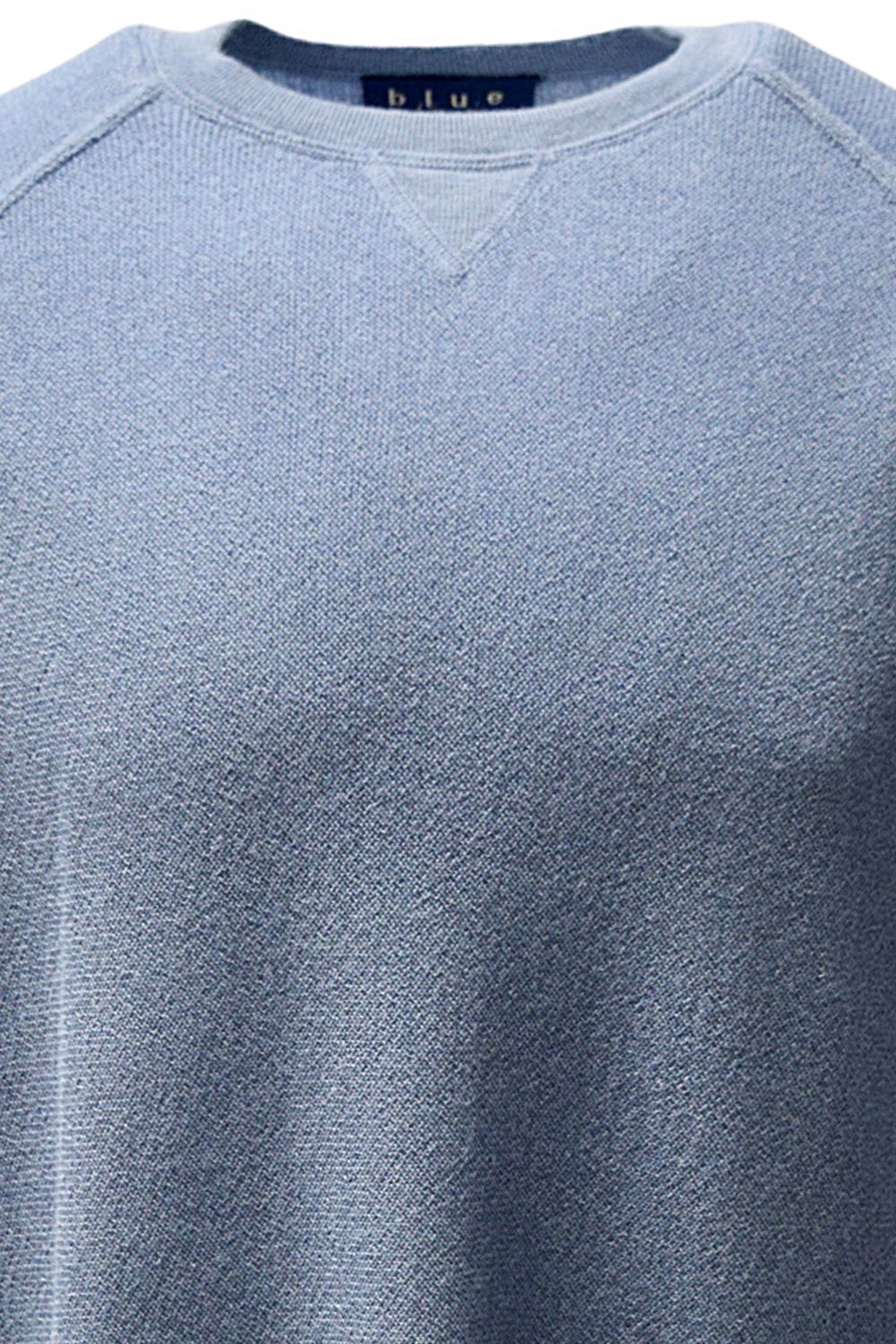Baby Alpaca Links Knit Raglan Sleeve Sweatshirt-Style Sweater in Slate Blue by Blue 1899