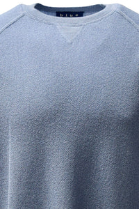 Baby Alpaca Links Knit Raglan Sleeve Sweatshirt-Style Sweater in Slate Blue by Blue 1899