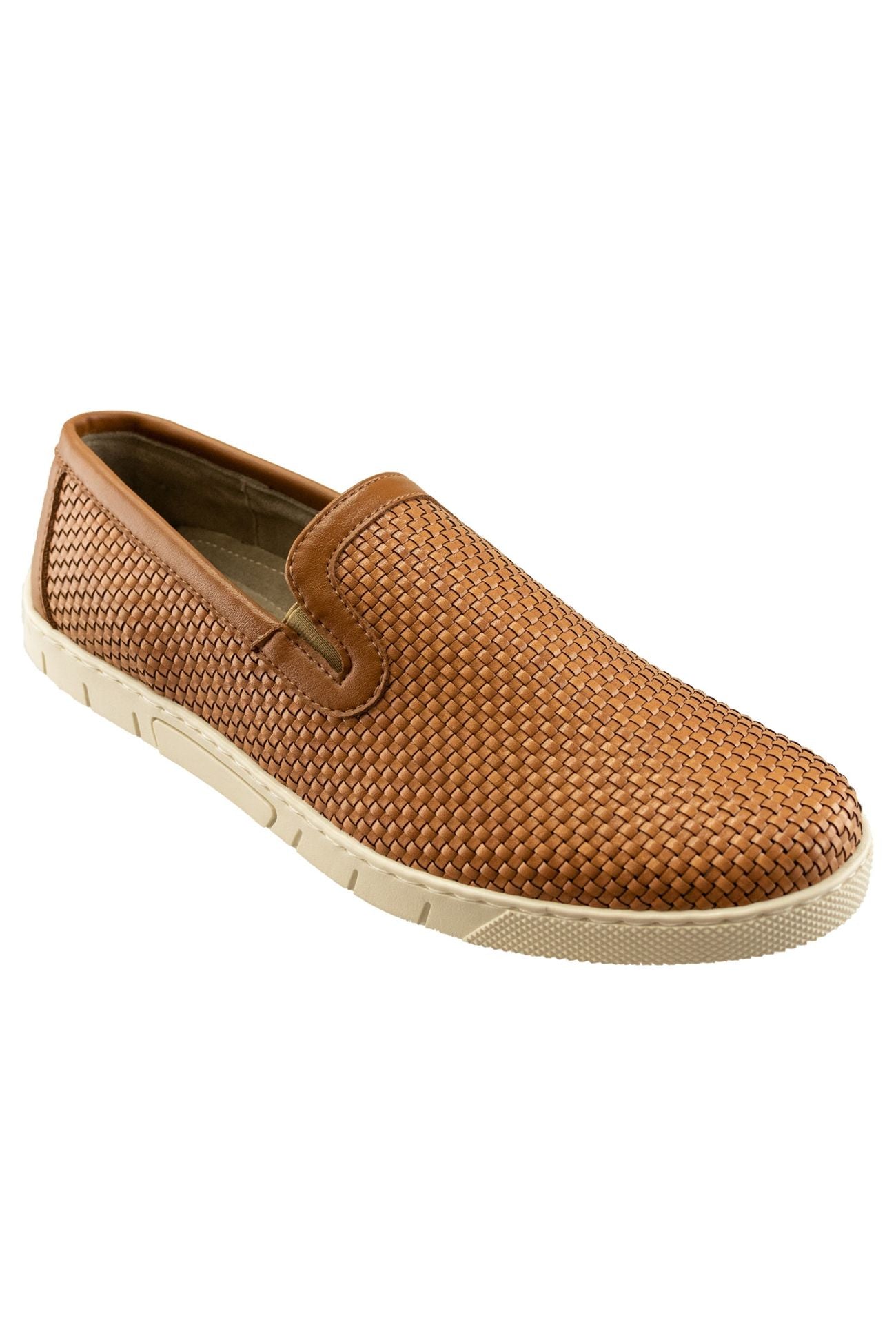 Scottsdale Slip on in Tan Woven Vegan Leather by T.B. Phelps