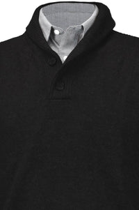 Royal Alpaca 2-Button Shawl Collar Sweater in Black Heather by Peru Unlimited