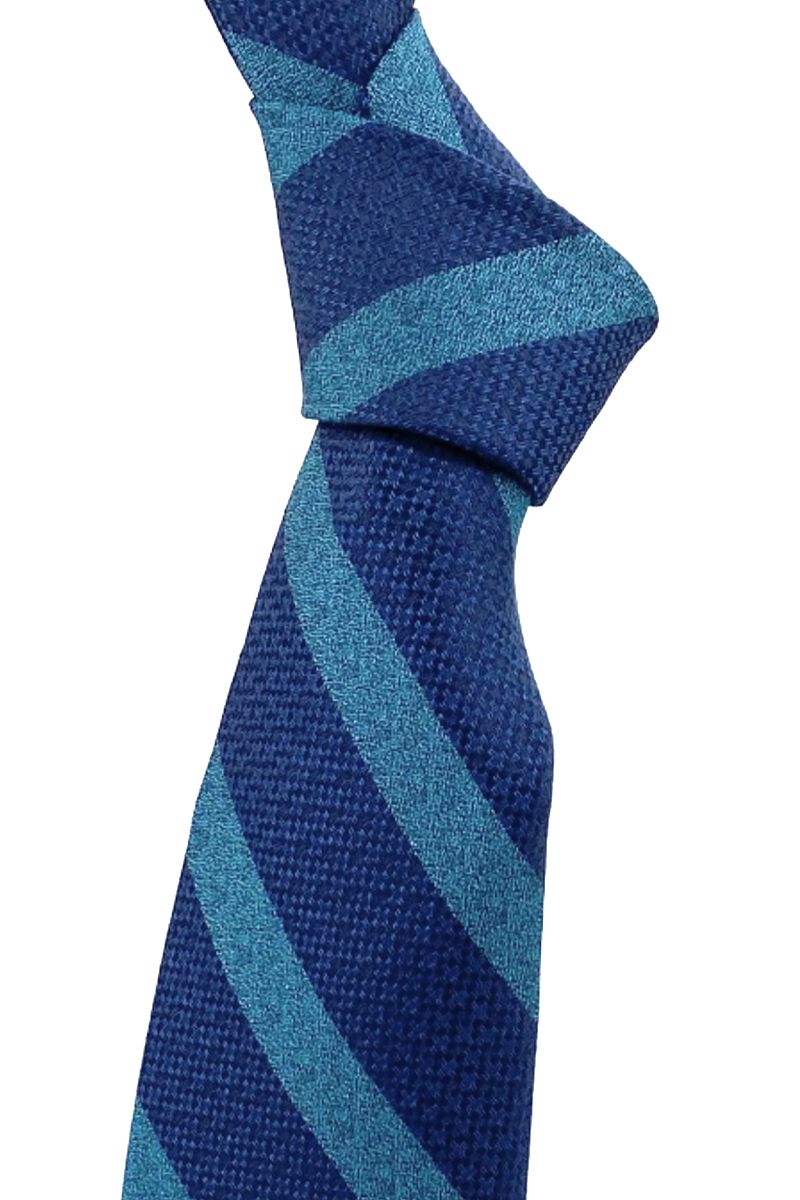 Teal, Blue, and Black Multi Textured Stripe 'Best of Class' Woven Silk Tie by Robert Talbott