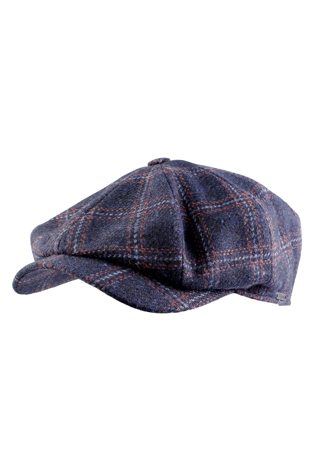 Newsboy Retro Mélange 'Lanificio Bottoli' Wool Check 'Archive Line' Cap in Navy by Wigens