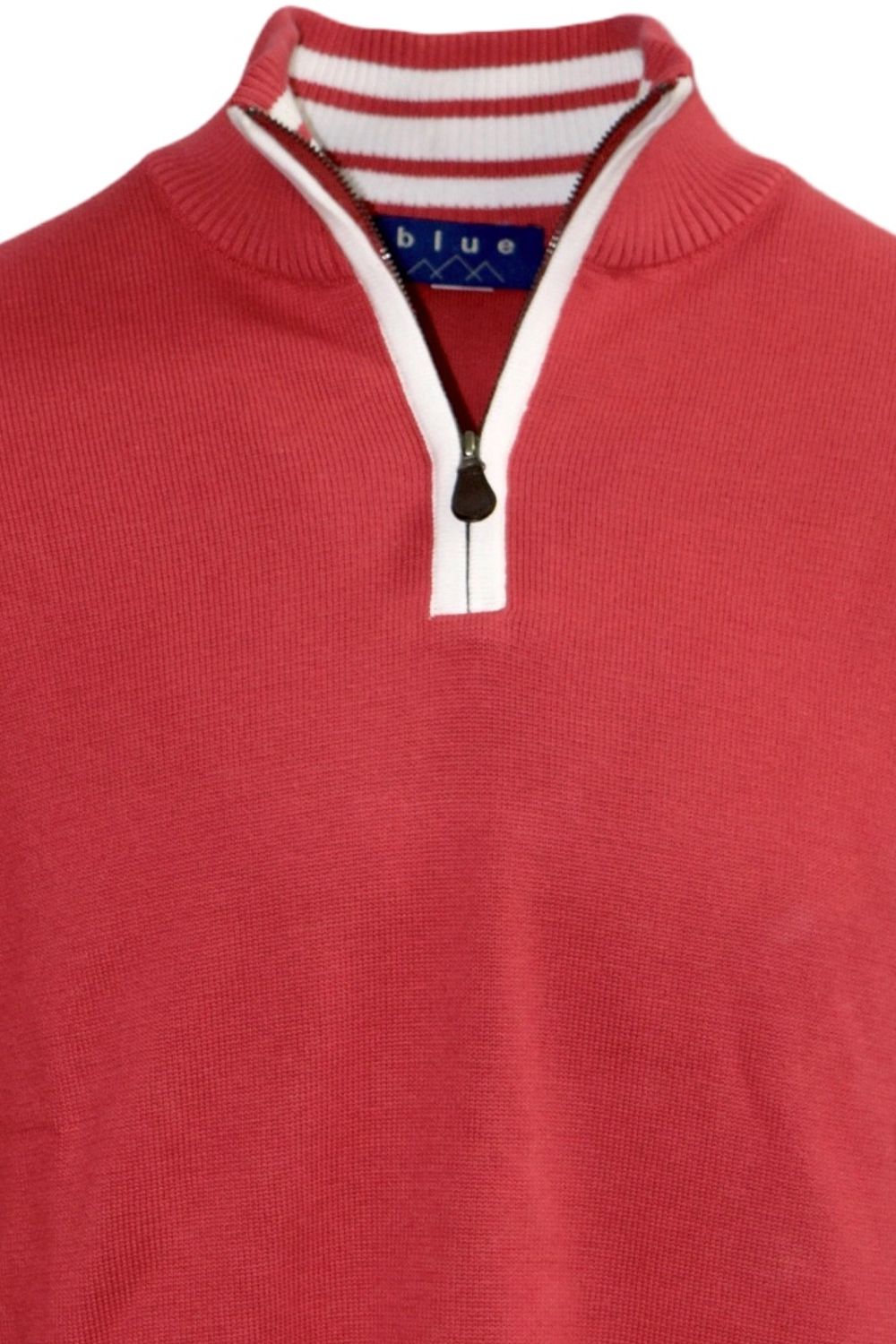 Team Colors Pima Cotton Quarter-Zip Sweater with Contrast Trim in Red/White by Blue 1899