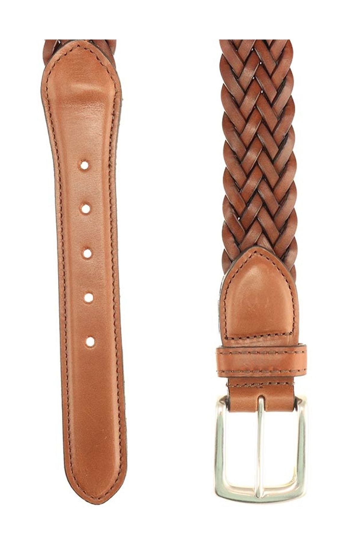 Maxwell Braided Belt in Dark Tan Waxy Leather by T.B. Phelps