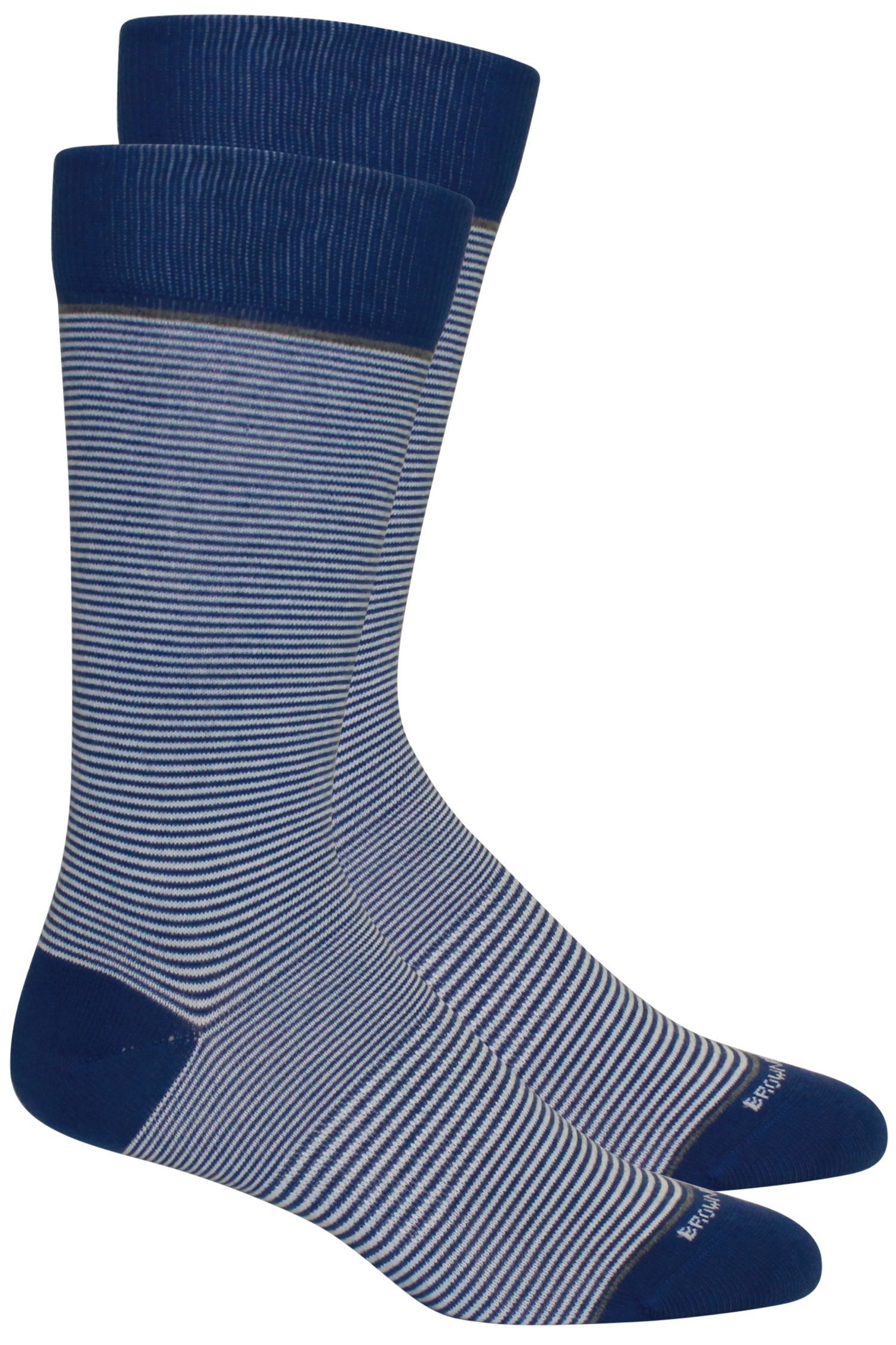 'Stand Up Stripe' Micro Stripe Cotton Socks in Sodalite Blue and White by Brown Dog Hosiery