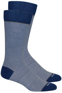 'Stand Up Stripe' Micro Stripe Cotton Socks in Sodalite Blue and White by Brown Dog Hosiery