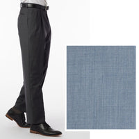 Super 120s Wool Gabardine Comfort-EZE Trouser in Blue Mix (Manchester Pleated Model) by Ballin
