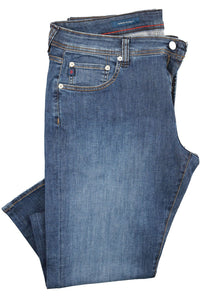 Lightweight Comfort Denim 5-Pocket Jeans in 5-Year Used Wash, Size 34x32 (Modern Straight Fit) by Ballin