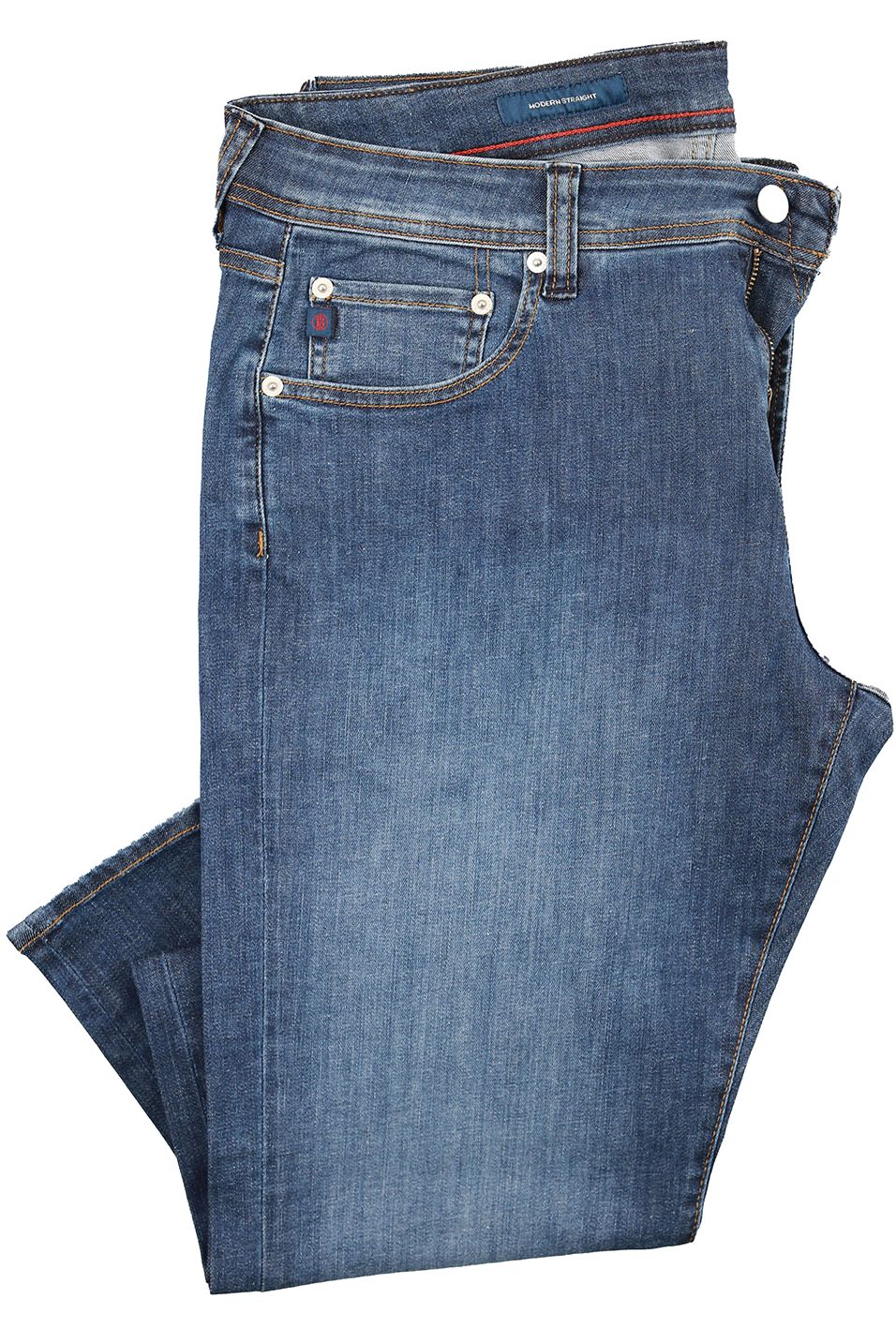 Lightweight Comfort Denim 5-Pocket Jeans in 5-Year Used Wash, Size 34x32 (Modern Straight Fit) by Ballin