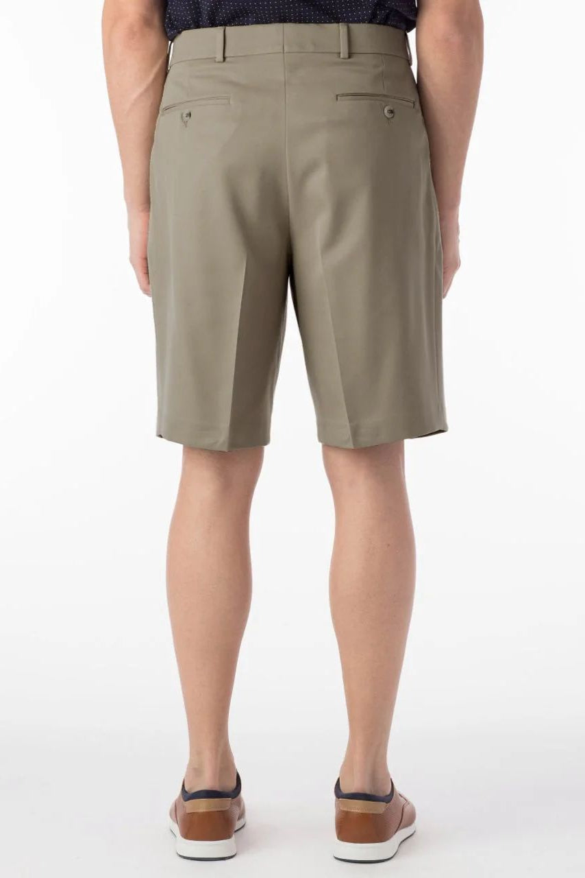 Micro Nano Travel Twill Performance Gabardine Pleated Shorts in Sand (Cancun Pleated Relaxed Fit) by Ballin