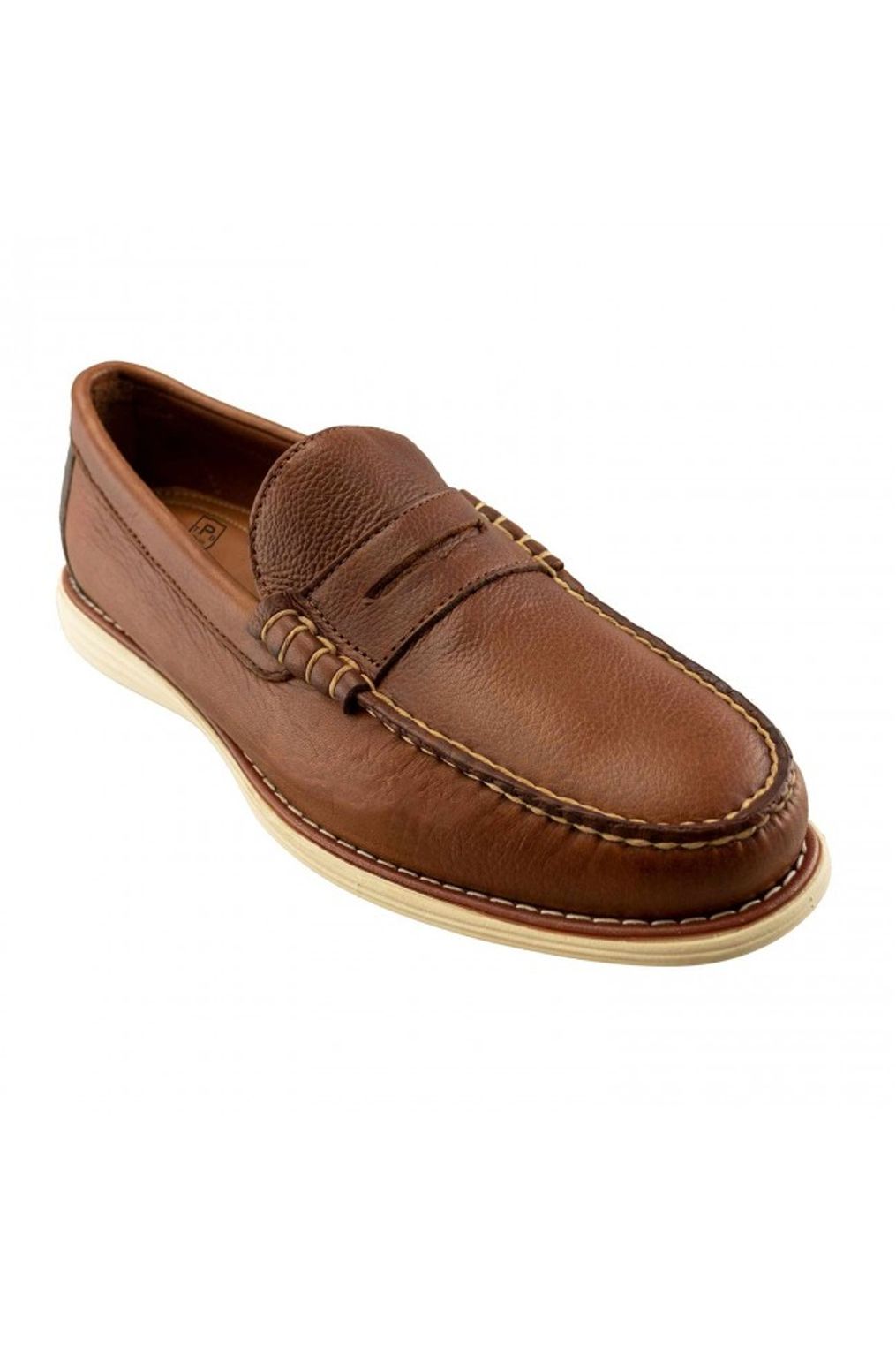 Freeport Sport Penny Loafer in Gridiron Tumbled Brown by T.B. Phelps