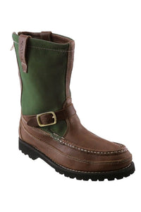 Winfield Oil Tan Leather Hunting Boot in Walnut and Green Canvas by T.B. Phelps