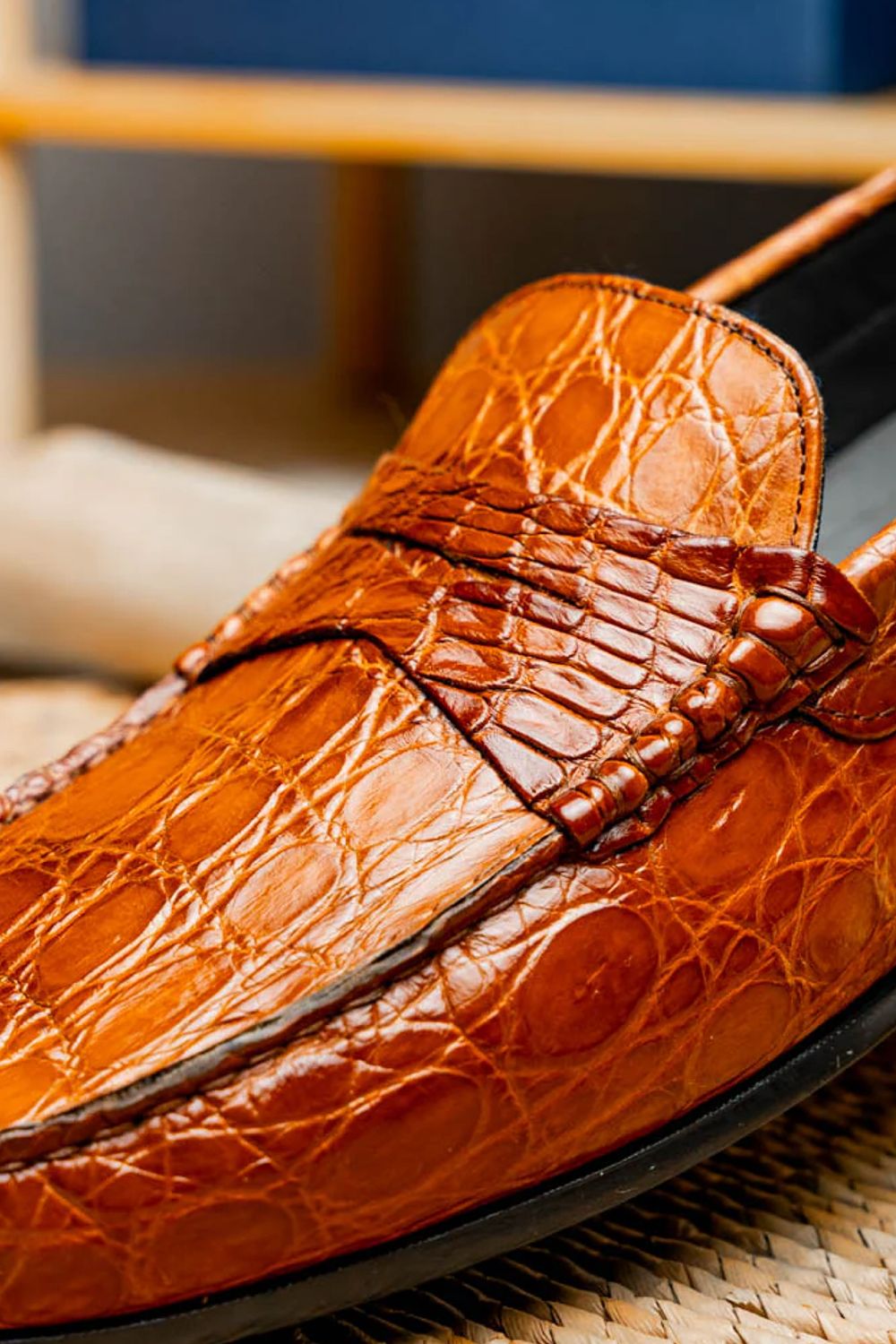 Monza Crocodile Driver in Cognac by Zelli Italia