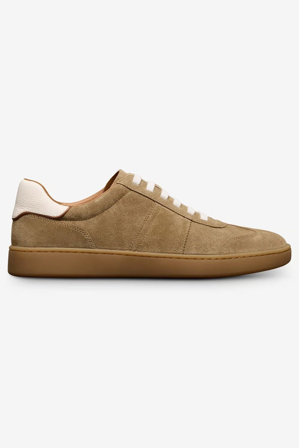 Ludlow Slip-On Stretch-Lace Sneaker in Desert Tan Suede by Allen Edmonds