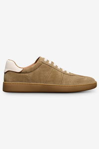 Ludlow Slip-On Stretch-Lace Sneaker in Desert Tan Suede by Allen Edmonds