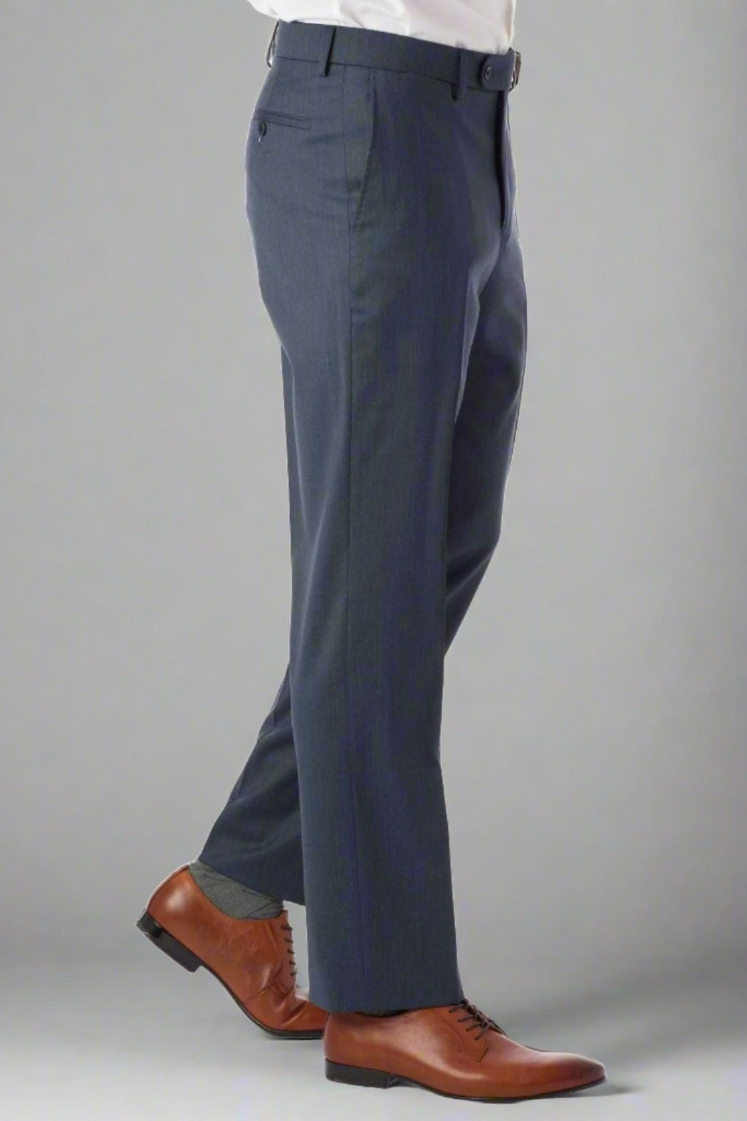 Super 130s Italian Luxury Ultimate Comfort Wool Tropical Flat Front Trouser in Navy Mix by 6 East by Ballin