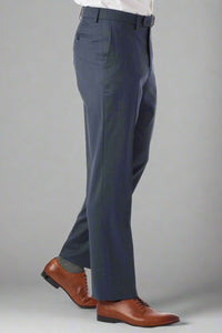 Super 130s Italian Luxury Ultimate Comfort Wool Tropical Flat Front Trouser in Navy Mix by 6 East by Ballin