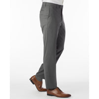 Super 130s Italian Luxury Ultimate Comfort Wool Tropical Flat Front Trouser in Medium Grey by 6 East by Ballin
