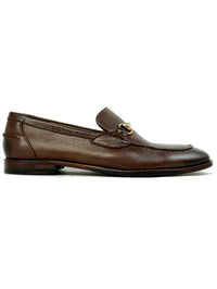 Miami Pebble Grain Leather Bit Loafer in Brown by Alan Payne Footwear