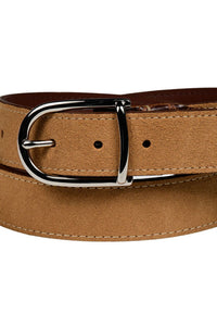 Sueded Calfskin Casual Belt with Crocodile-Embossed Calfskin Tabs in Sunset Tan by Torino Leather