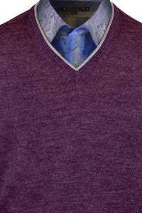 Royal Alpaca V-Neck Sweater in Plum Heather by Peru Unlimited