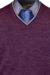 Royal Alpaca V-Neck Sweater in Plum Heather by Peru Unlimited
