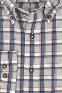 Light Grey, Blue, and Pink Plaid Cotton and Wool Blend Button-Down Shirt by Viyella