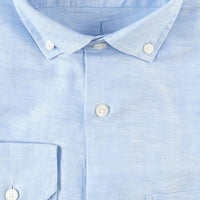 Linen/Tencel Solid Twill Sport Shirt in Sky Blue by Scott Barber