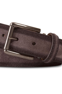 Italian Hand Burnished Suede Belt in Charcoal by Brookes & Hyde