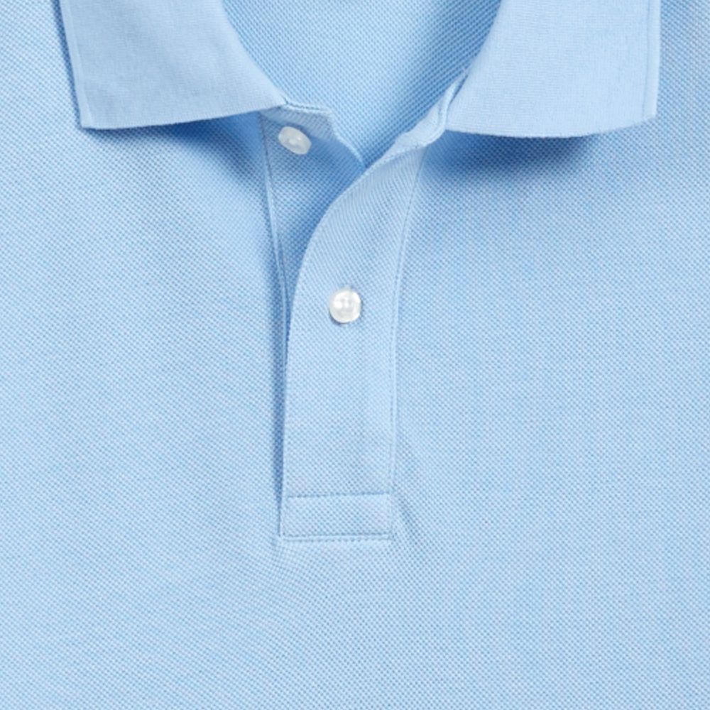 Pima Pique Short Sleeve Two Button Polo in Sky Blue by Scott Barber