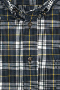 Twilight Blue Houndstooth Plaid Cotton and Wool Blend Button-Down Shirt by Viyella