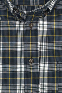 Twilight Blue Houndstooth Plaid Cotton and Wool Blend Button-Down Shirt by Viyella