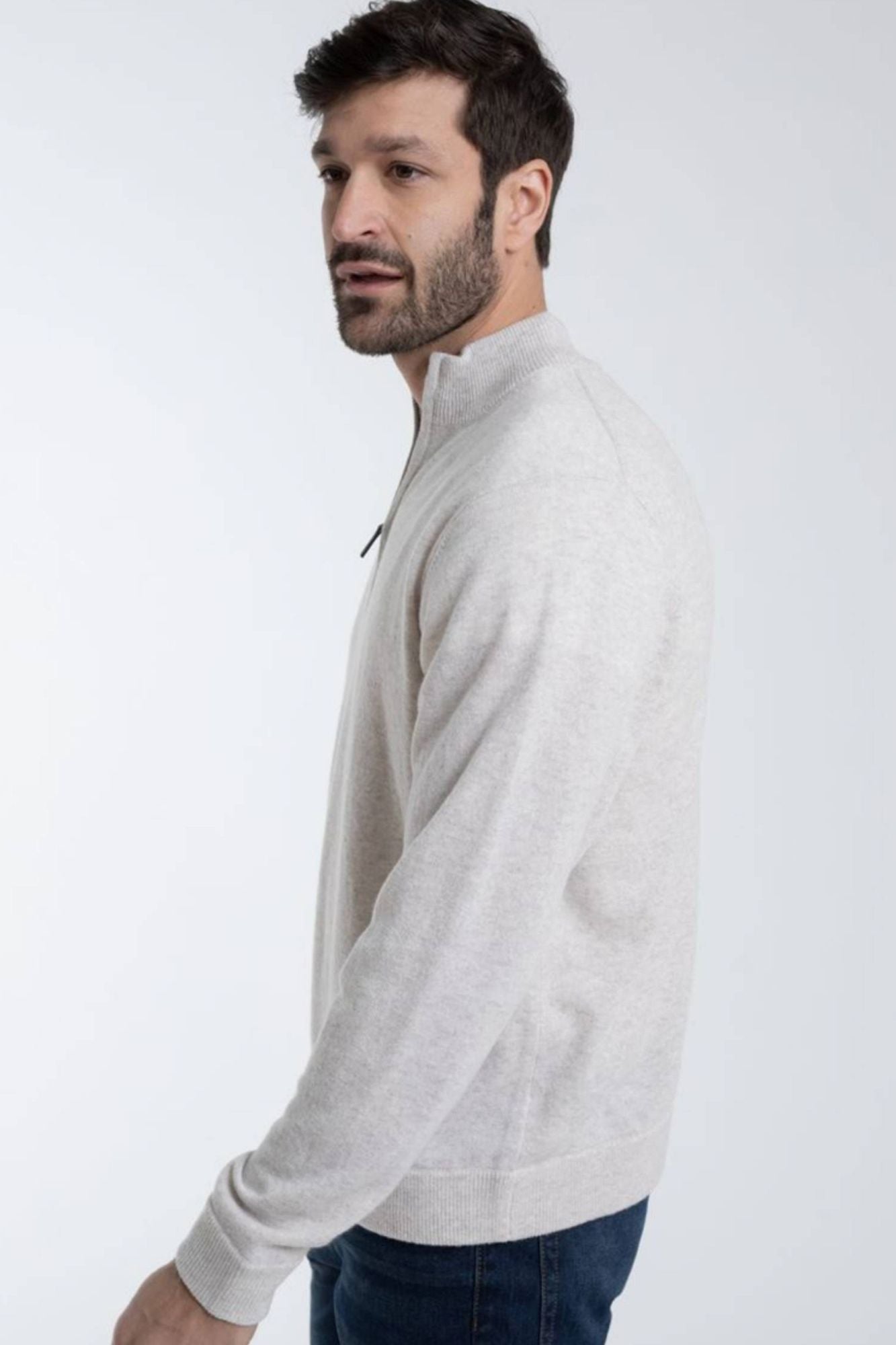 1/4 Zip Mock Neck Merino Wool Pullover Sweater (Choice of Colors) by Alashan Cashmere