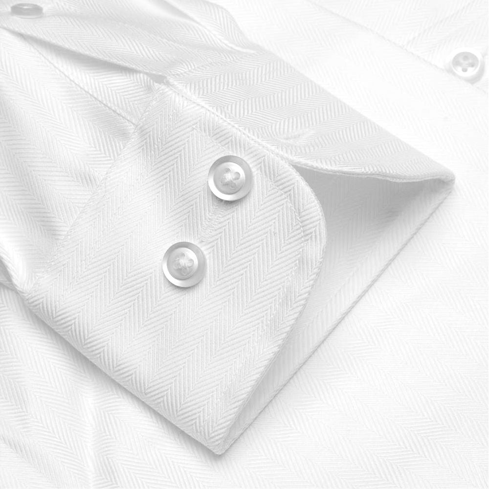 The Charleston - Wrinkle-Free Herringbone Cotton Dress Shirt in White (Size 16 - 34/35) by Cooper & Stewart