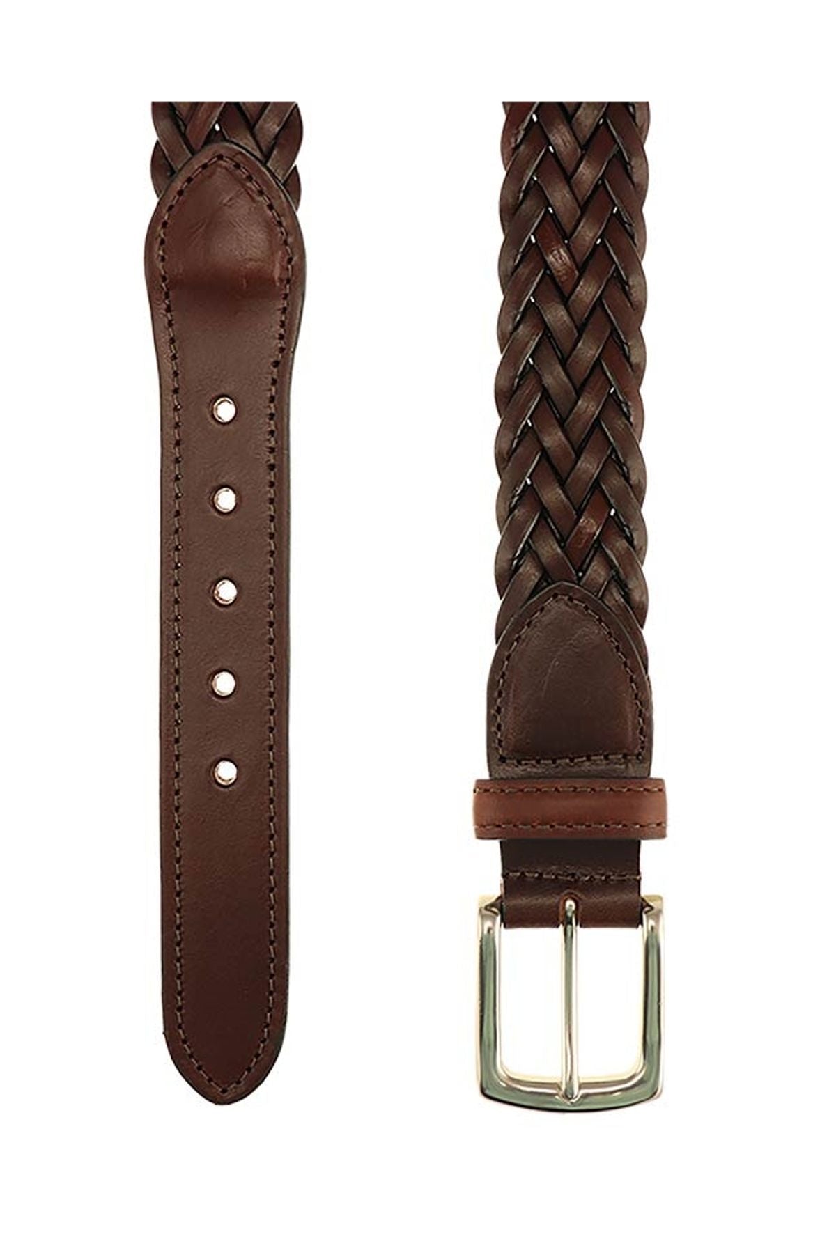 Maxwell Braided Belt in Briar Waxy Leather by T.B. Phelps