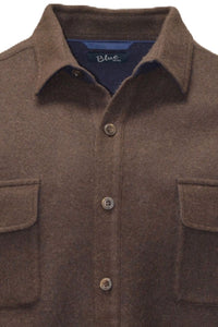 Baby Alpaca & Merino Wool Double Face CPO Shirt Jacket in Brown/Navy by Blue 1899