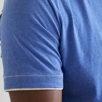 County Line Layered Effect High V-Neck Tee Shirt in Bright Blue Mélange by Left Coast Tee