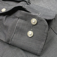 Black and White Dobby Houndstooth Wrinkle-Free Cotton Dress Shirt with Spread Collar by Cooper & Stewart